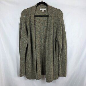 Christopher & Banks Long Cardigan Sweater Women's Size Large Green Tan Marled